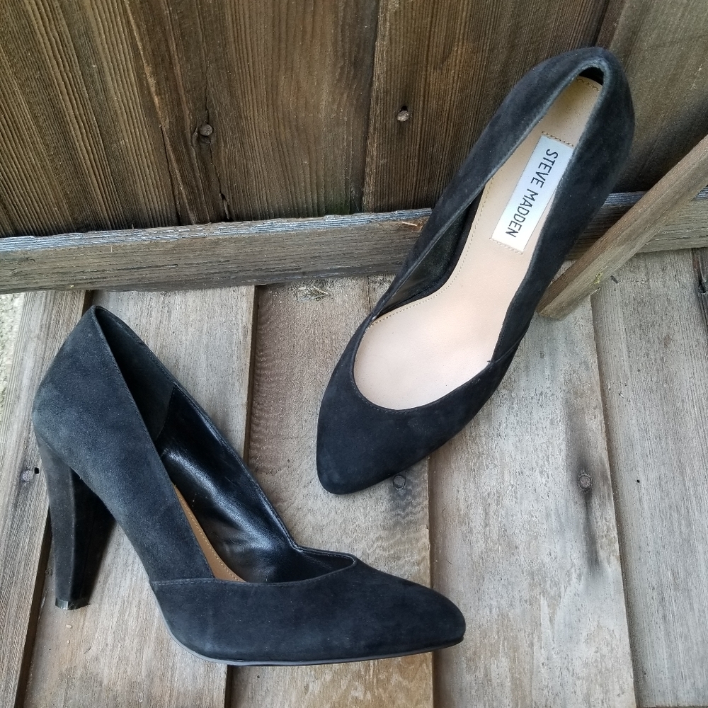 Black Suede D'Orsay Power Heels 9.5